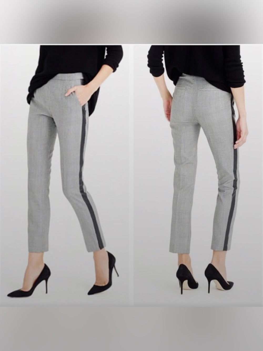 J. Crew Martie Glen Plaid Tuxedo for leather Striped Pants - Gray